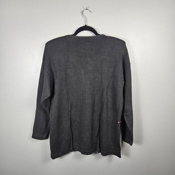 Vintage 80s MARNIE WEST Black Knit Sweater Sequins/beads Abstact Womens Size Med - Picture 2 of 8